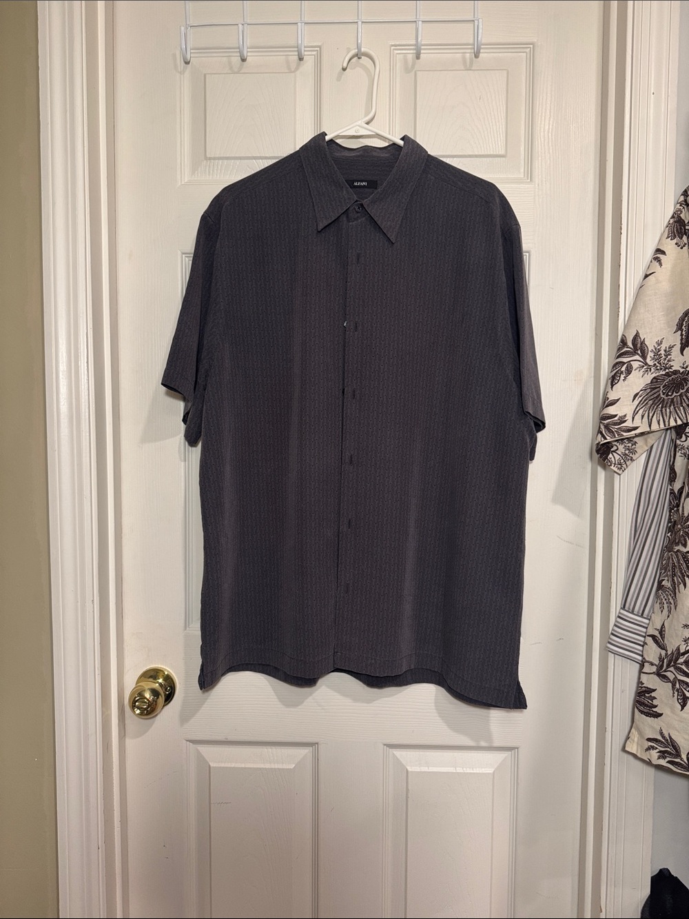 ALFANI Men’s Short Sleeved Button Up Shirt Brushed Texture XL